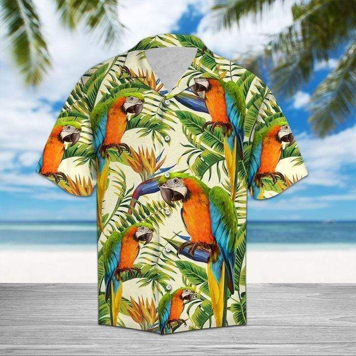 High Quality Simple Parrots Yellow Tropical Hawaii Aloha Shirts Ha42489