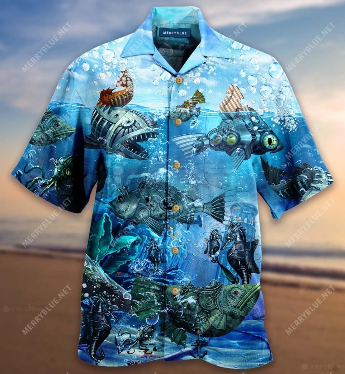 Undersea Steampunk Fish Unisex Hawaiian Shirt