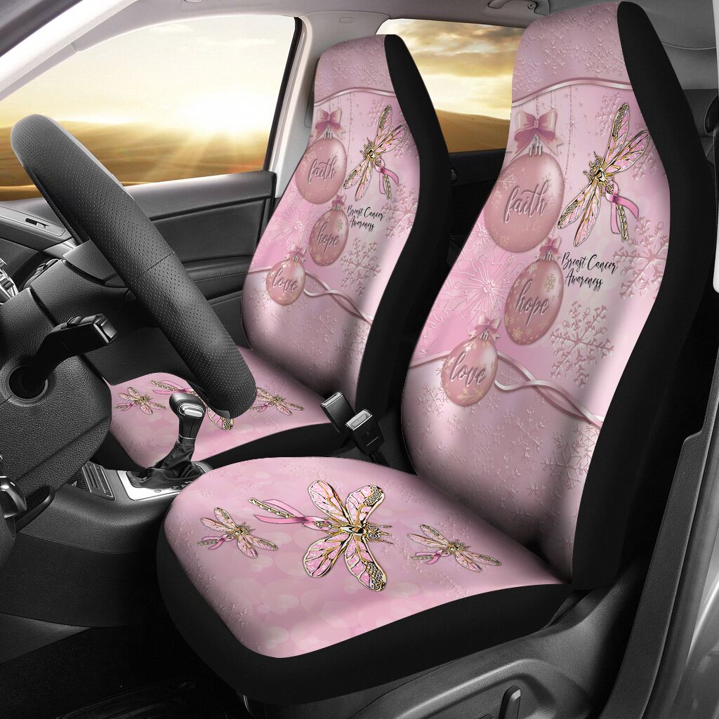 Faith Hope Love Metal Pattern Print Breast Cancer Awareness Seat Covers 0622