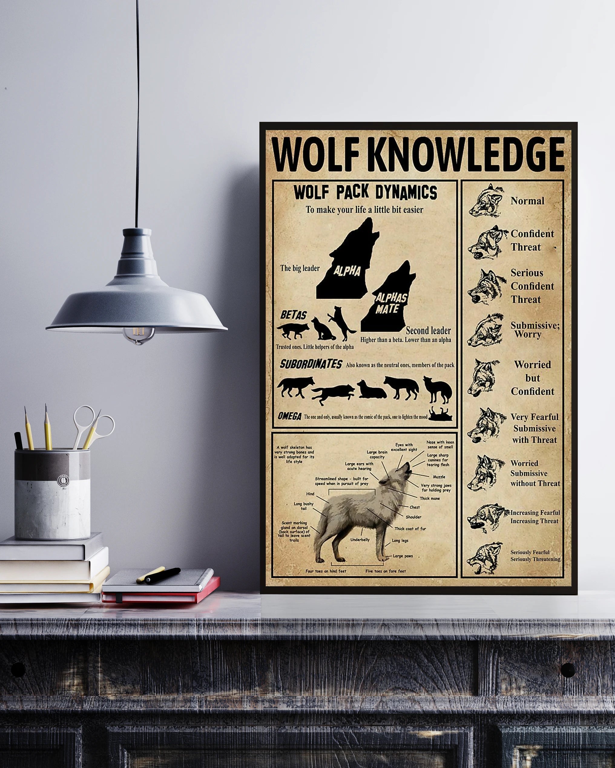 Wolf Pack And Anatomy Knowledge Canvas Prints Poster Wall Art Decor