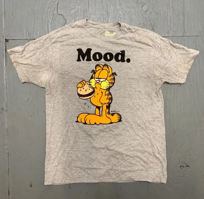 Garfield Mood T Shirt Funny Comic Hamburger Cat Cartoon Animation Art Draw