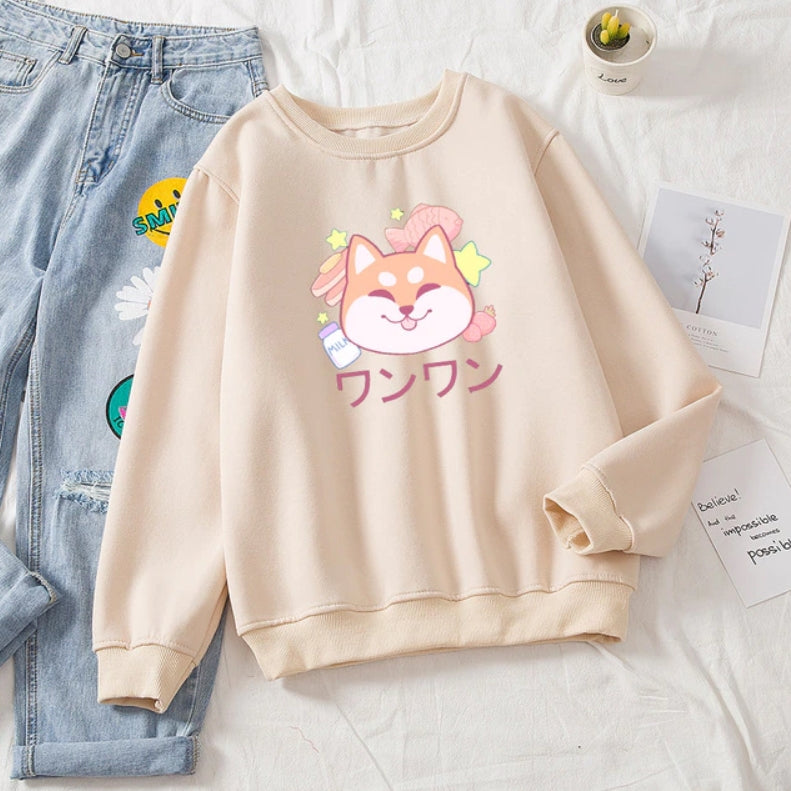 Shiba Inu Sweatshirt Cotton Ulzzang Harajuku Kawaii