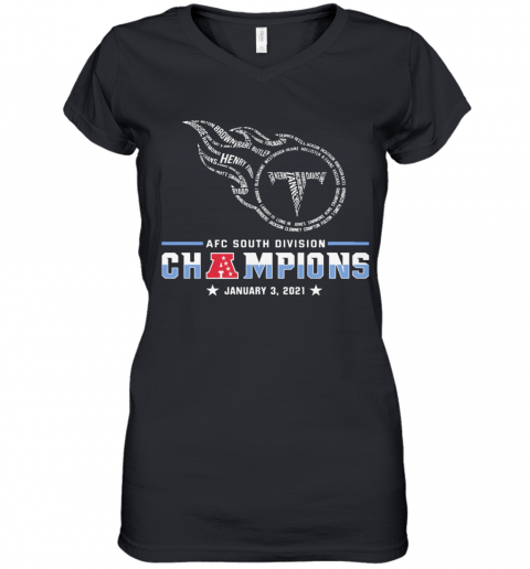 Tennessee Titans Afc South Division Champions January 3 2021 Women’S V-Neck T-Shirt