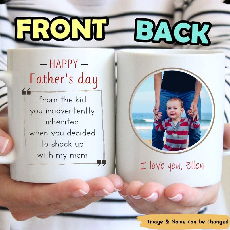 Happy Father’S Day, Stepdad Custom Photo Mug Gift For Stepfather