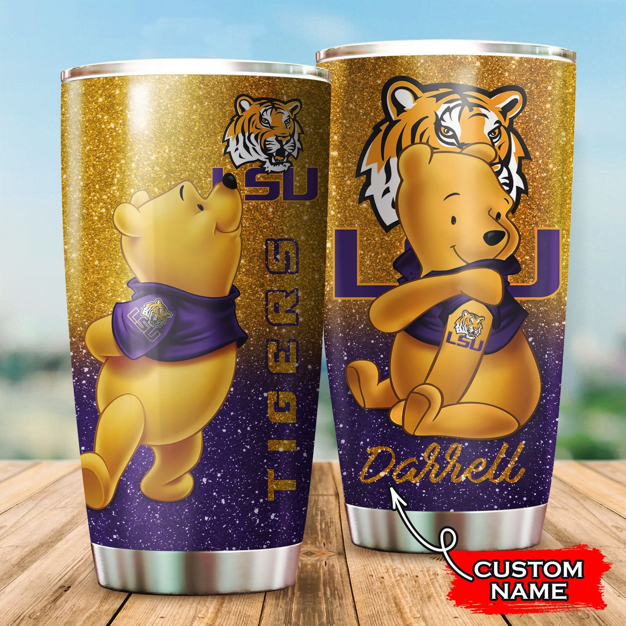 Buy Lsu Tigers Pooh Custom Name Tumbler