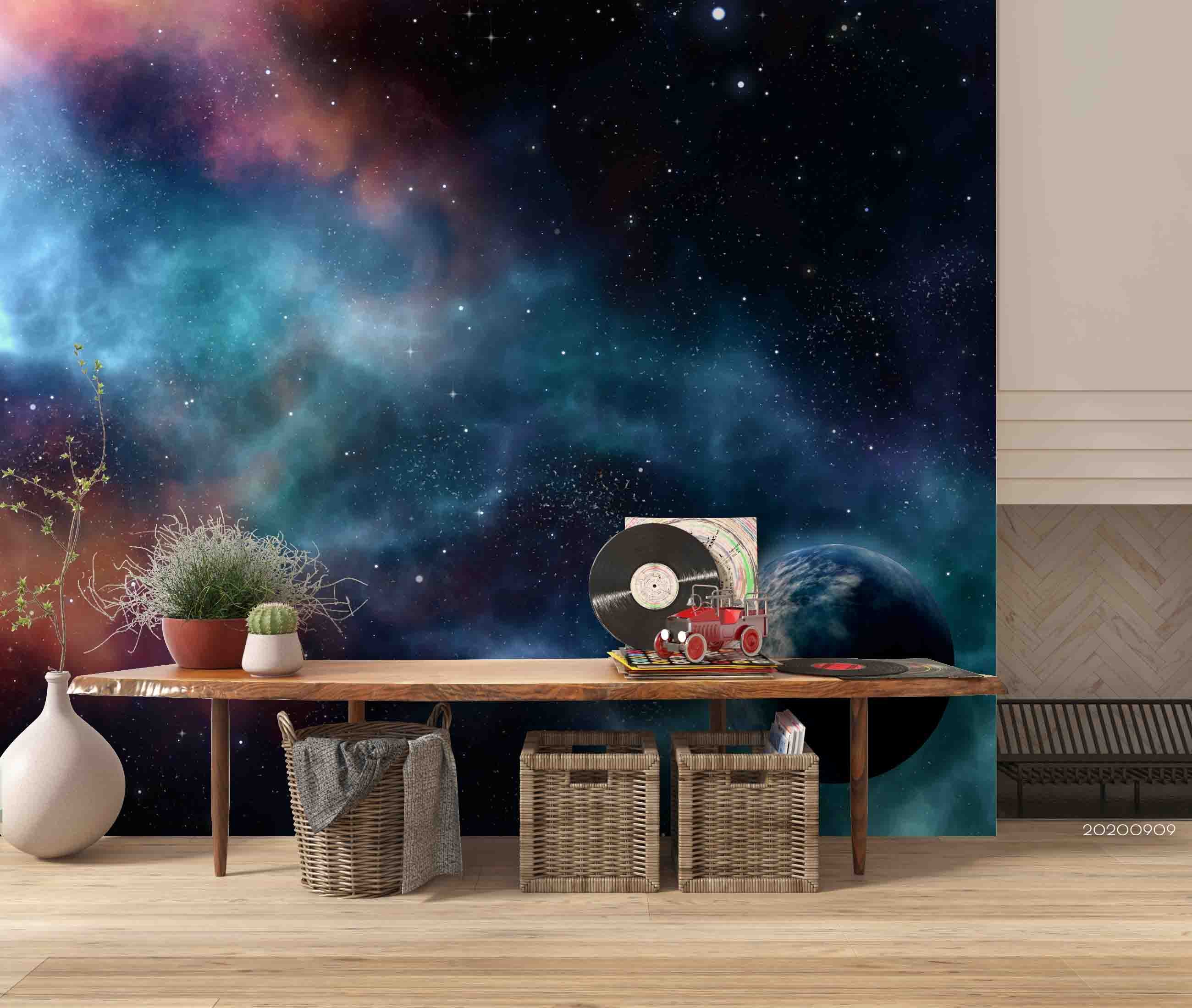 3D Space Star Colorful Nebula Wall Mural Wallpaper Lxl