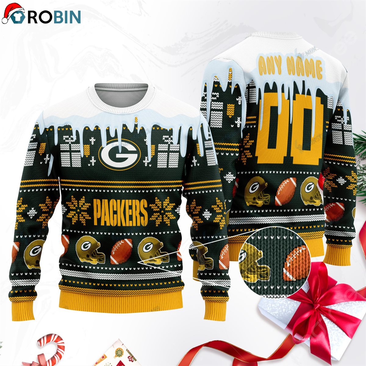 Green Bay Packers Football Gift For Fan Ugly Wool Sweater Christmas Sweatshirt Swt172