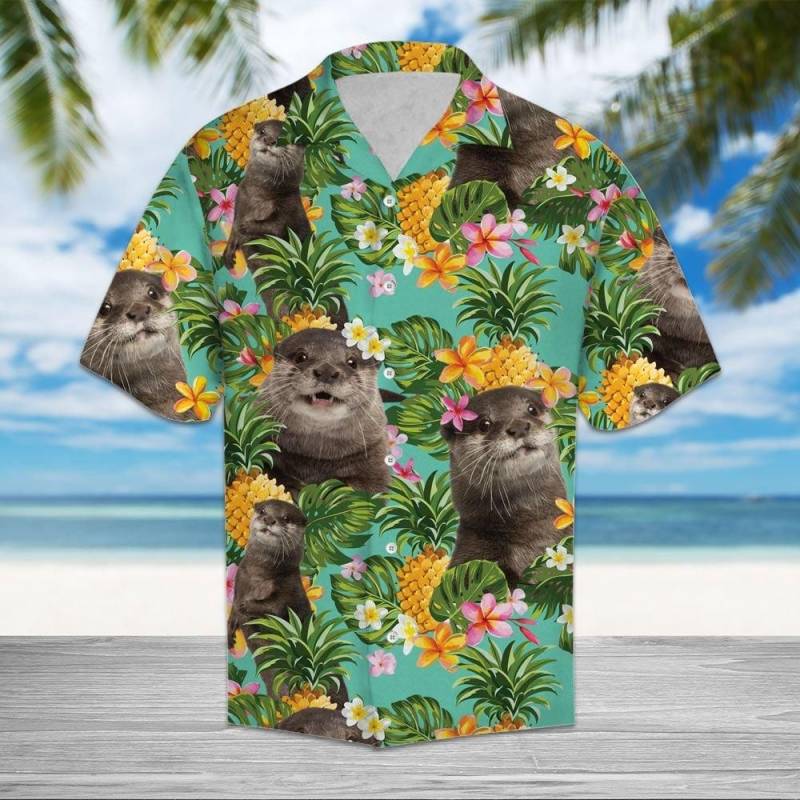 Artsyhomes Tropical Pineapple Otter Hawaiian Ha30460