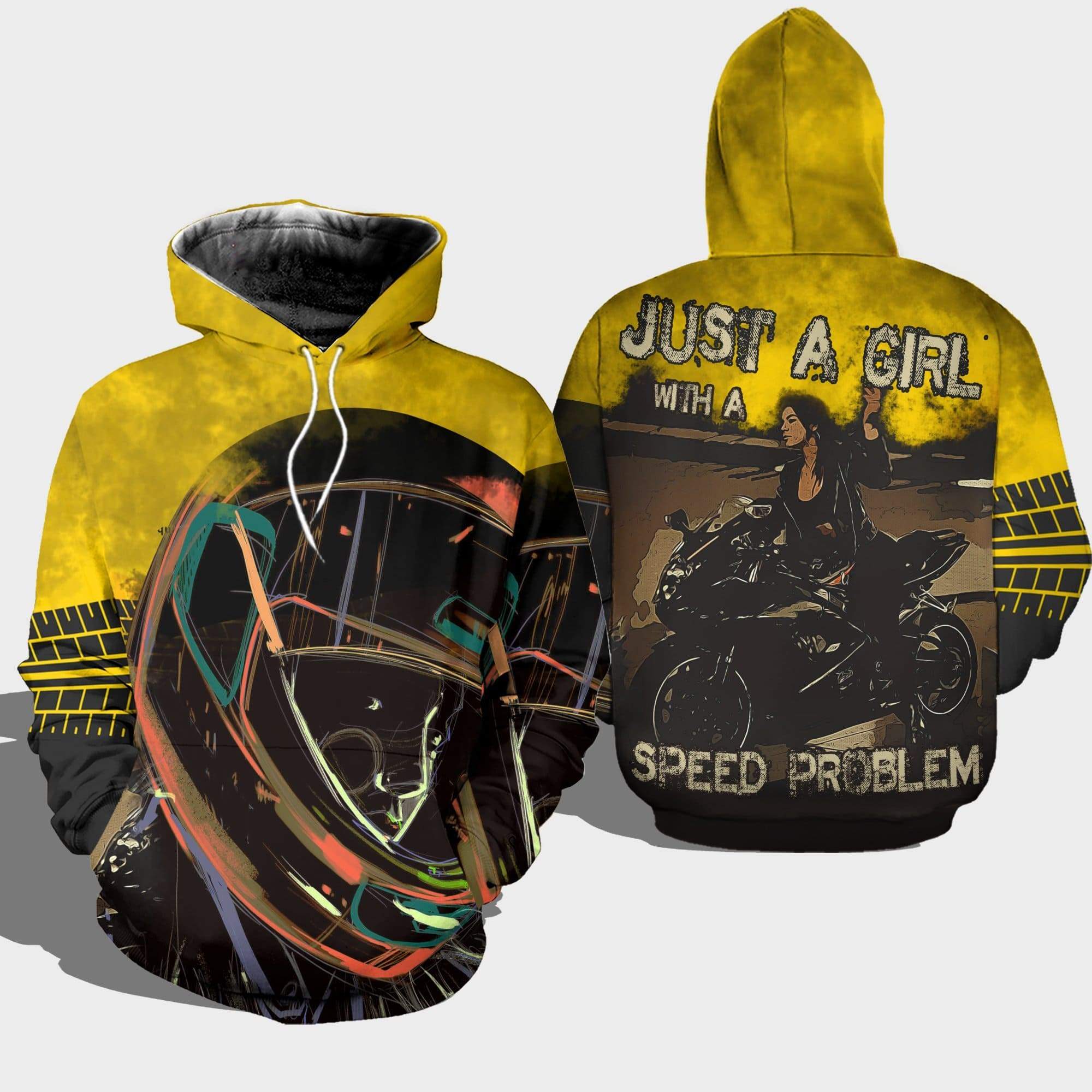 Just A Biker Girl With A Speed Problem Hoodie 3D #V