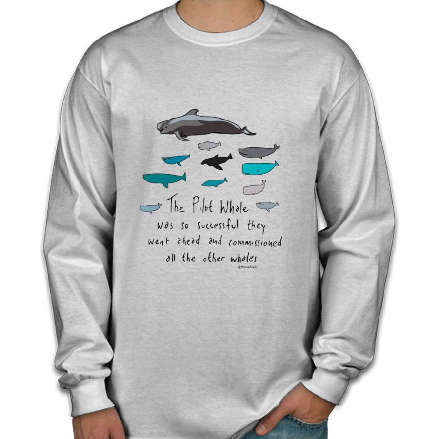 Pilot Whales Cartoon Men Long Sleeve Shirt