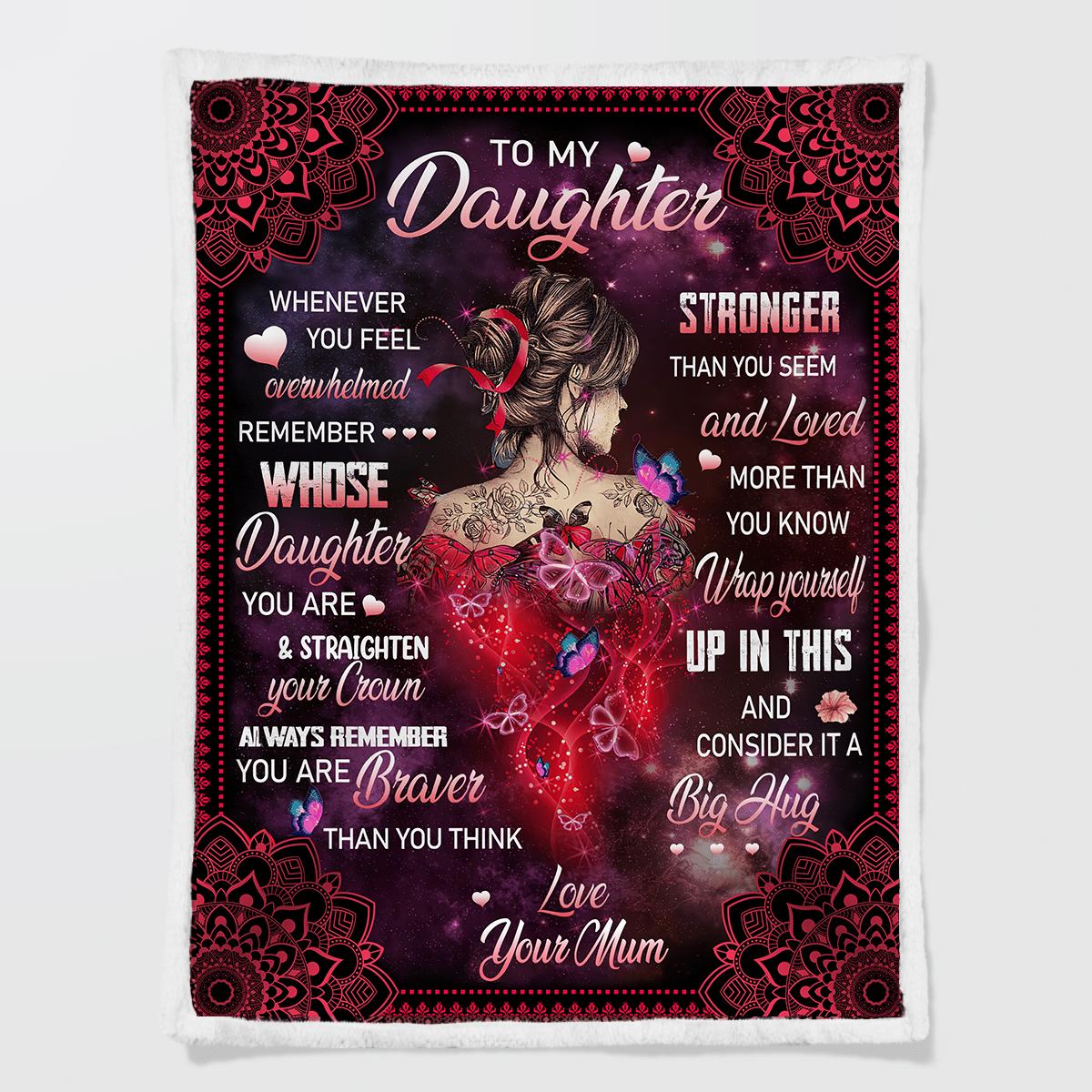 Tmarc Tee To My Daughter Butterfly Girl Premium Blanket