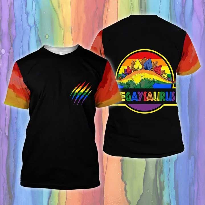 Bisexual Stereotypes Clothing, Lgbt Dinosaur Gay Stegaysaurus 3D All Over Printed Shirt, Gift For Gaymer