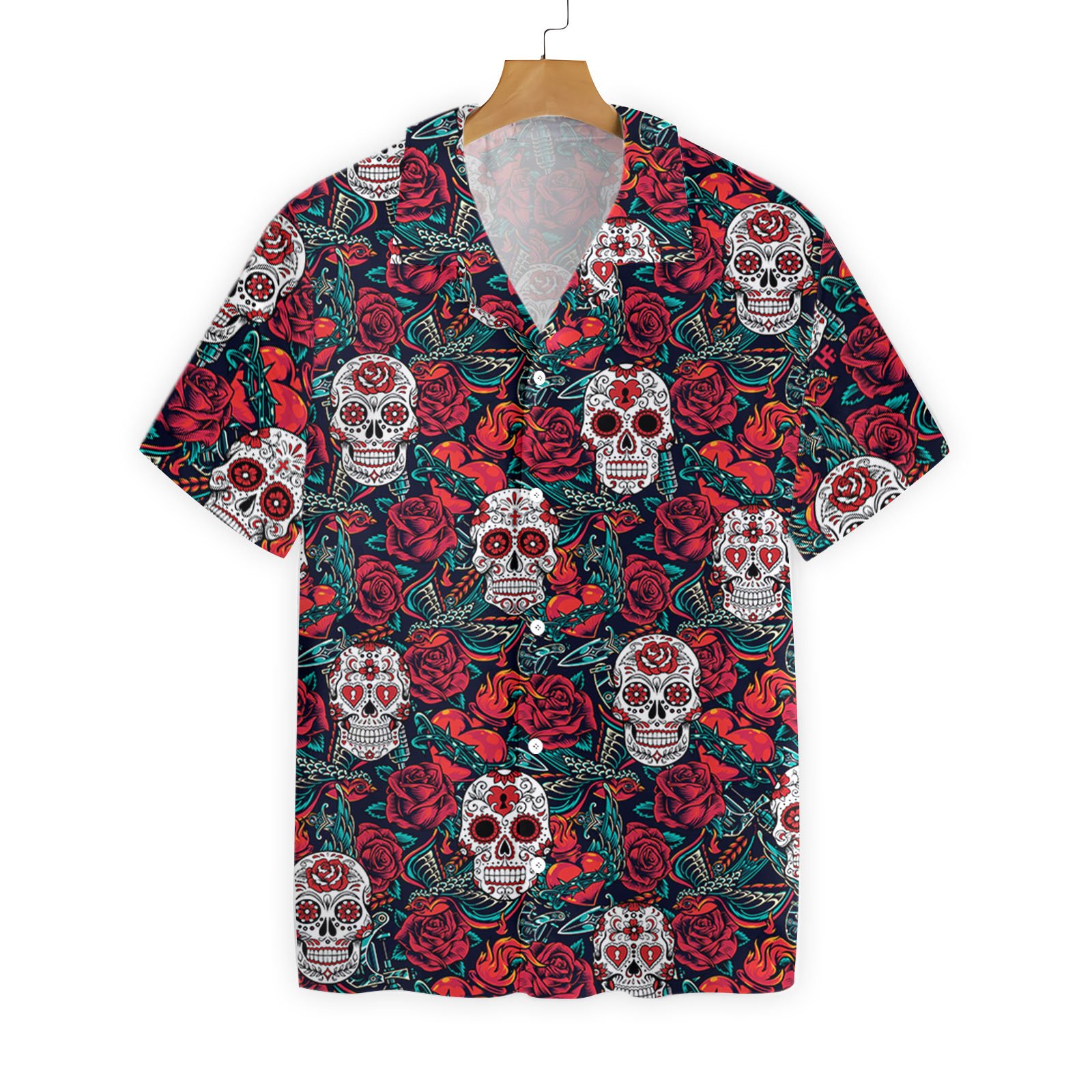 Sugar Skulls And Roses 2610 Hawaii Shirt Ha55267