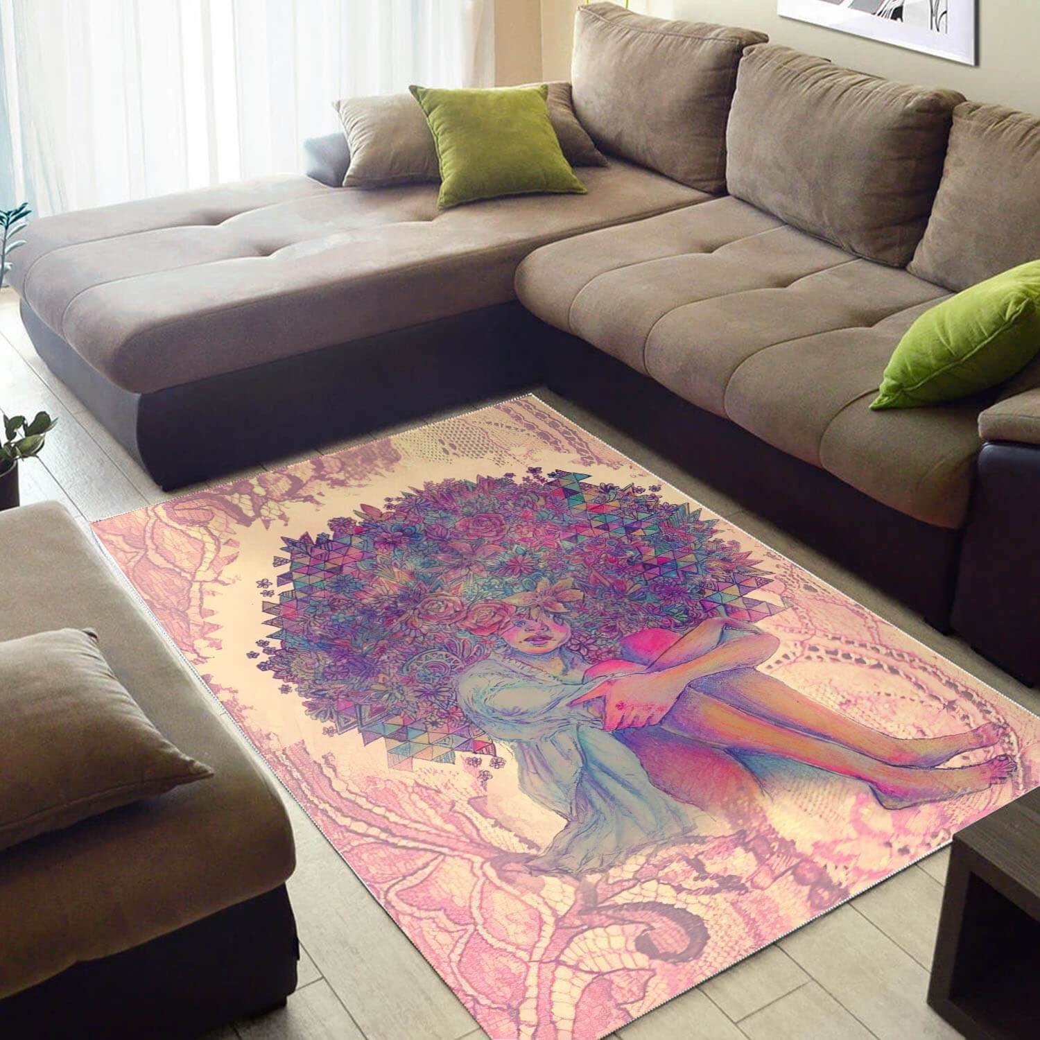 Afrocentric Area Rugs Beautiful Melanin Poppin Girl African Design Floor Rug Afrocentric Themed Decor WBG29297