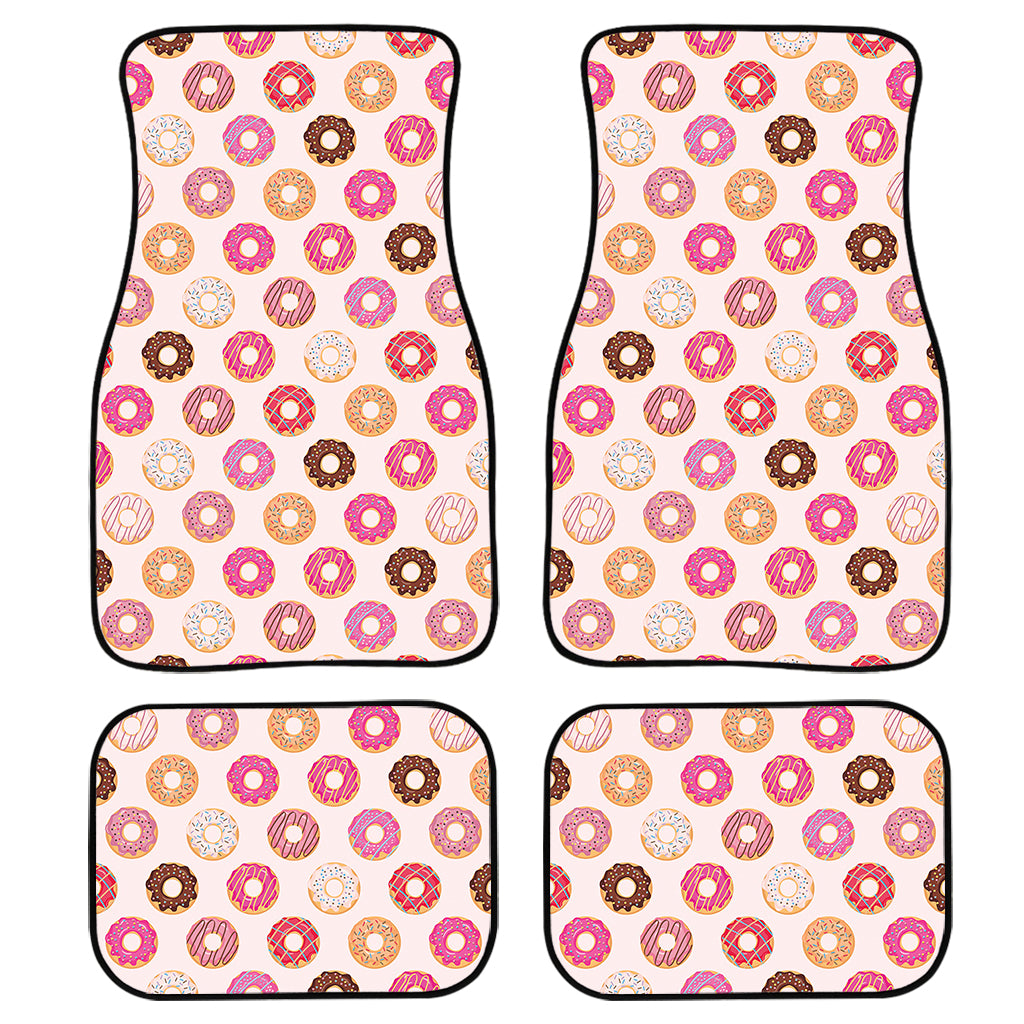 Pastel Donut Pattern Print Front And Back Car Floor Mats, Front Car Mat