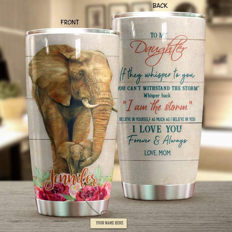 I Am The Storm Elephant Personalized Stainless Steel Insulated Tumbler Cup