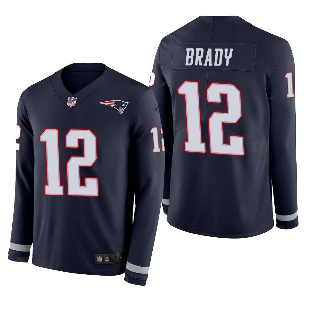 New England Patriots Tom Brady Therma Long Sleeve Mens Jersey Navy