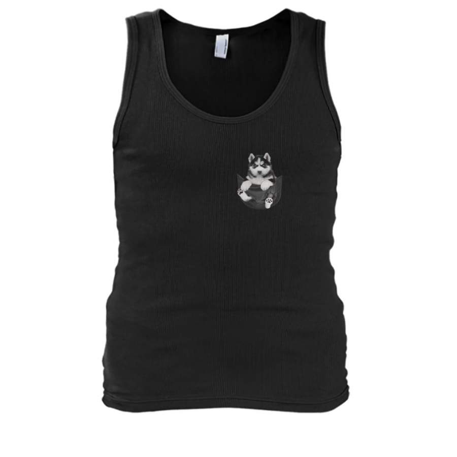 Puppy Husky In The Pocket Unisex Tank Top