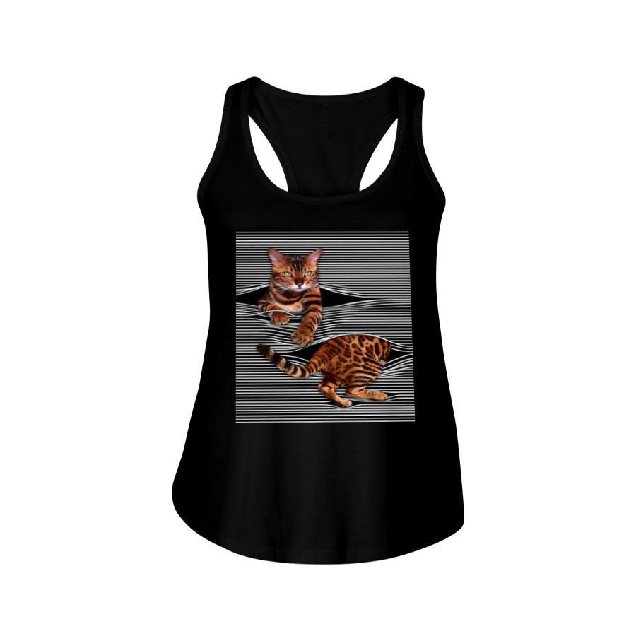 A Tiger Cat Break The Striped Window For Cat Lovers Ladies Flowy Tank