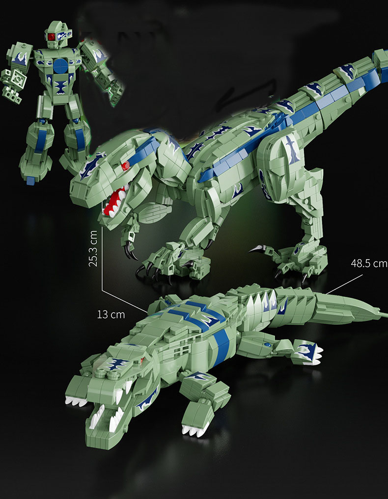 3 In 1 Deformation Raptor Dinosaur Crocodile Robot Mecha Block DIY Mini Dino World Building Brick Toy For Boy Children alx