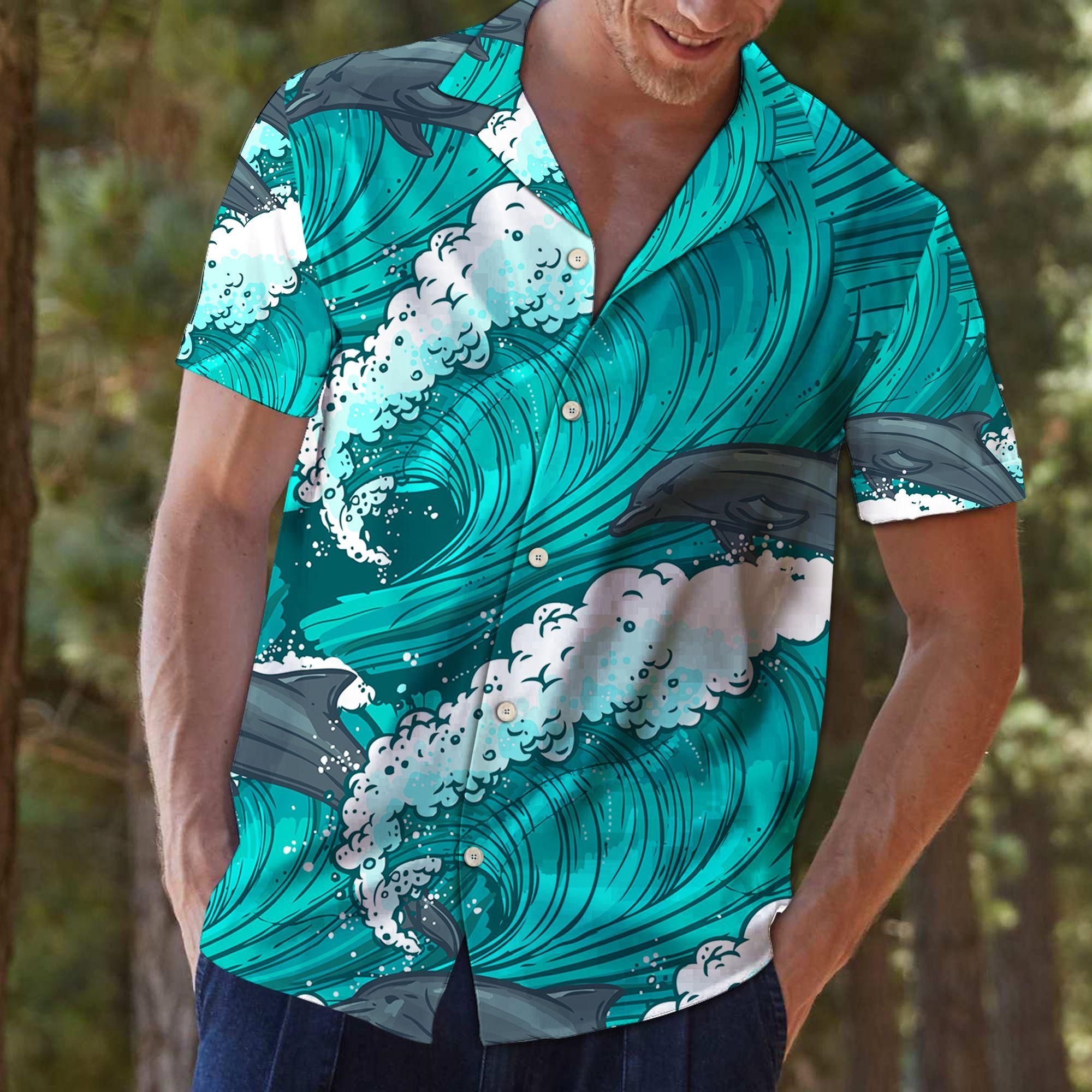 Awesome Dolphin Aloha Hawaiian Shirt Colorful Short Sleeve Summer Beach Casual Shirt For Men And Women