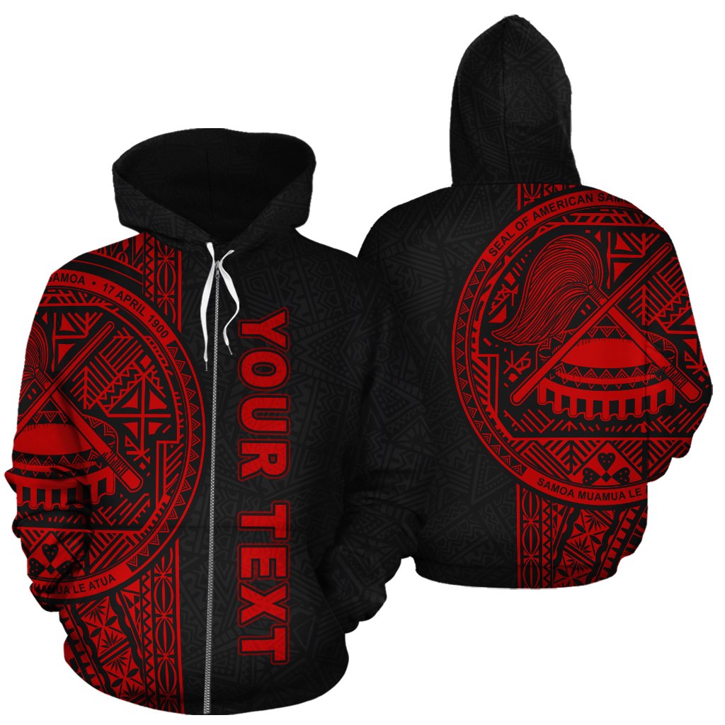 American Samoa Polynesian Personalised Custom Zip-Up Hoodie – Red Line – BN11