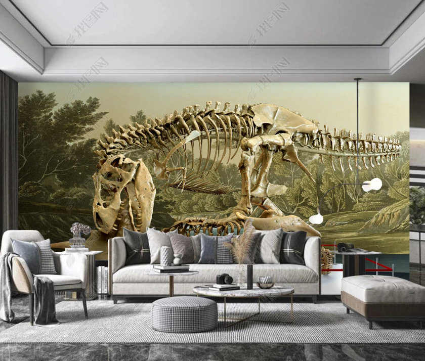 3D Dinosaur Fossil Wall Mural Wallpaper Lqh 128