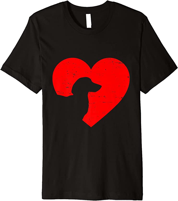 Valentines Day Retro Hearts Dachshund Dog Puppy Lover Premium T-Shirt