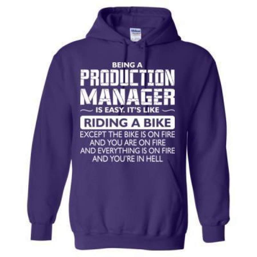 AGR Being A Production Manager Is Easy Its Like Riding A Bike Except The Bike Is On Fire – Heavy Blend™ Hooded Sweatshirt