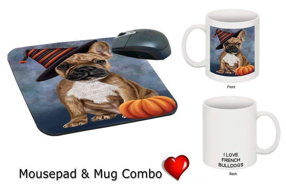 Christmas Happy Holidays French Bulldog Puppy Wearing Witch Hat Mug & Mousepad Combo Gift Set Mmcg0622