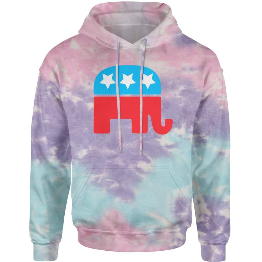 Republican Party Elephant Logo Tie-Dye Adult Hoodie Sweatshirt