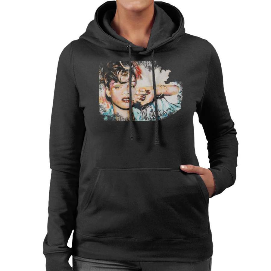 Sidney Maurer Original Portrait Of Rihanna Red Nails Women’s Hooded Sweatshirt
