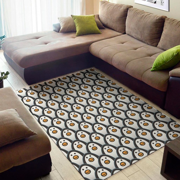 Cute Penguin Face Pattern Print Area Rug