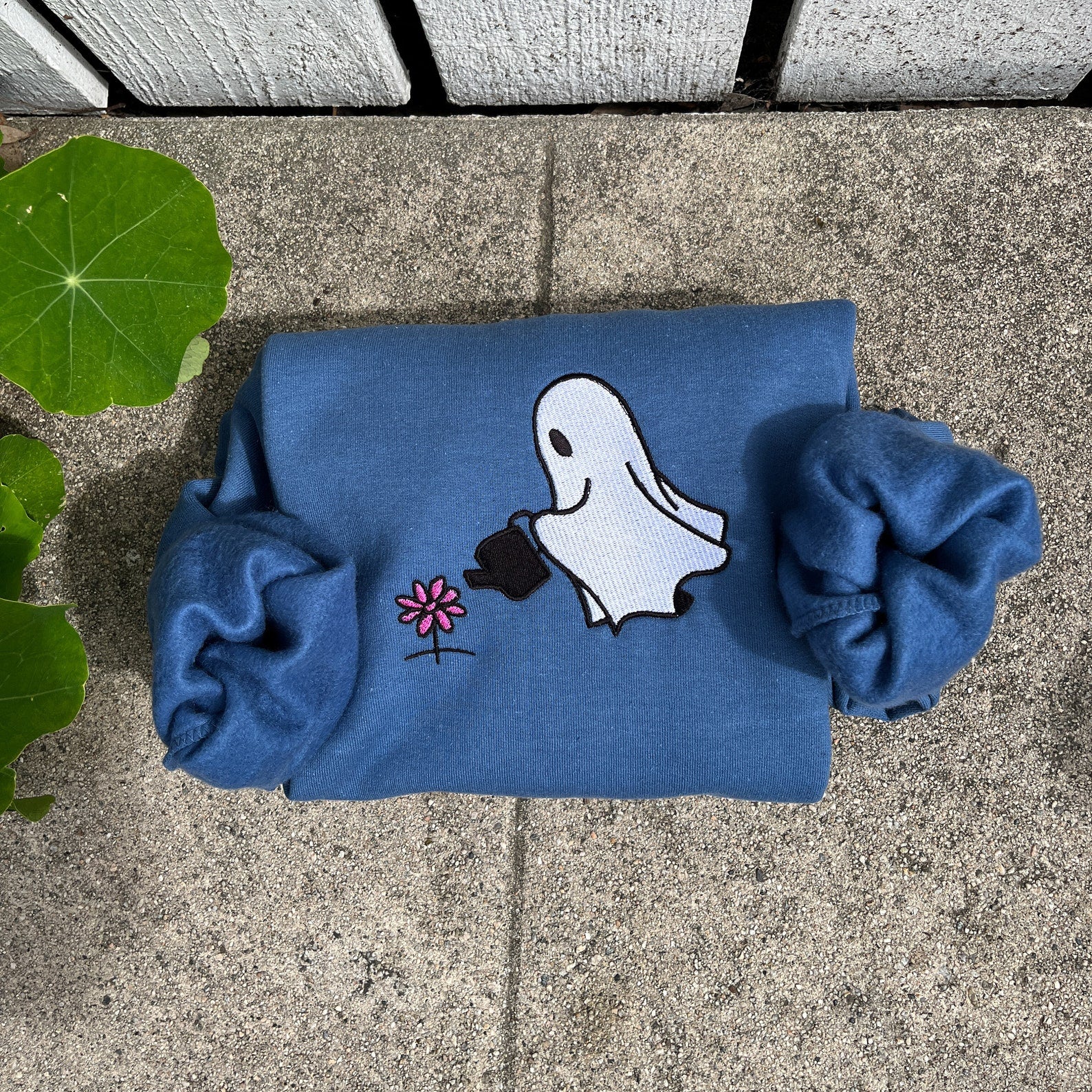 Ghost Flower Embroidered Halloween Sweatshirt 2D Crewneck Sweatshirt All Over Print Sweatshirt For Women Sweatshirt For Men Sws3495