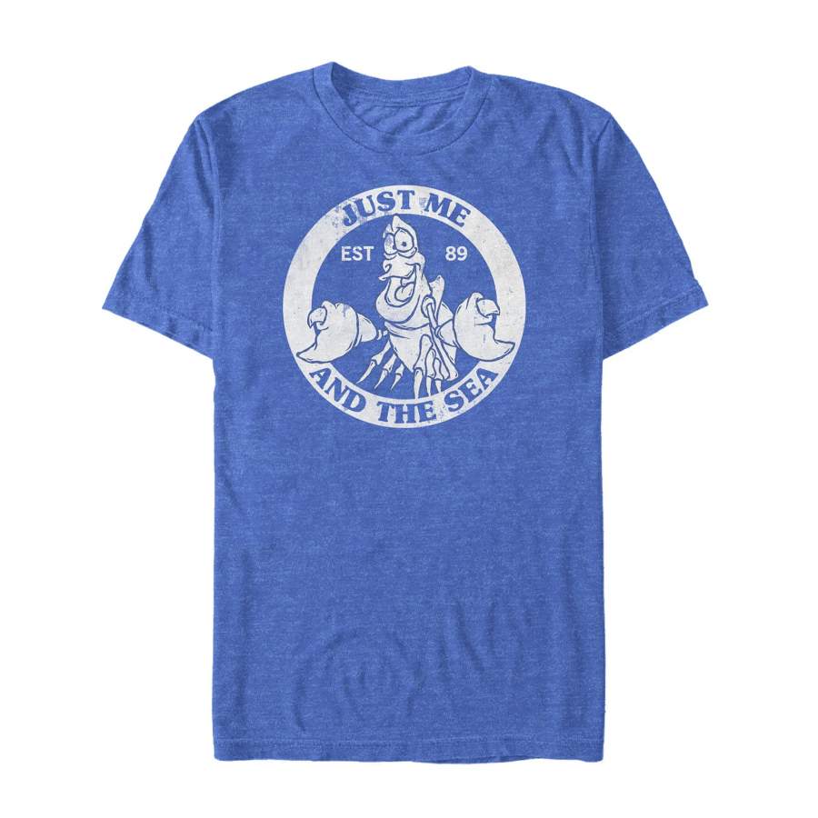 The Little Mermaid Men’s Sebastian Human World  T Shirt Royal Blue Heather