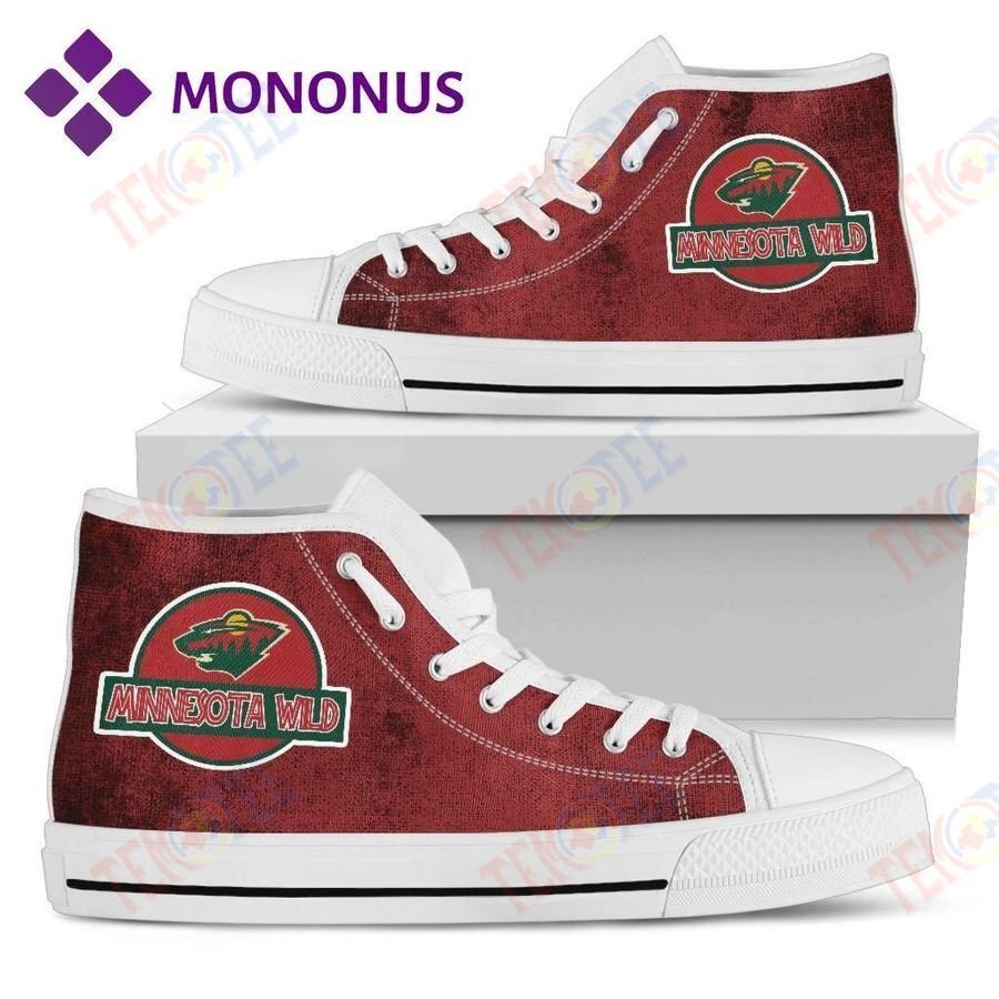 Mens Womens Jurassic Park Minnesota Wild High Top Shoes White For Men And Women Nice And Comfortable TDT315