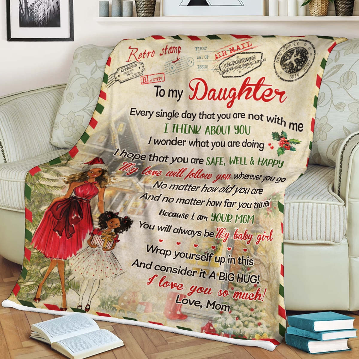 To My Daughter – Black Daughter Christmas Blanket