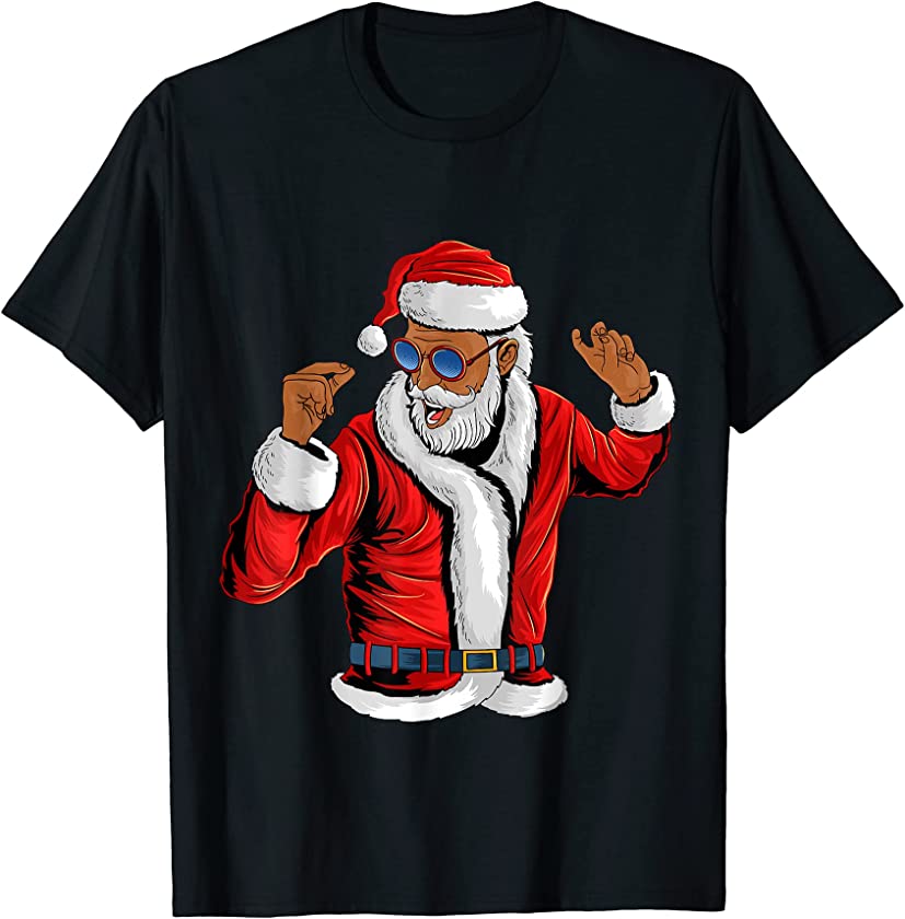 Santa Claus Black Xmas Santa Afro African American Proud T-Shirt