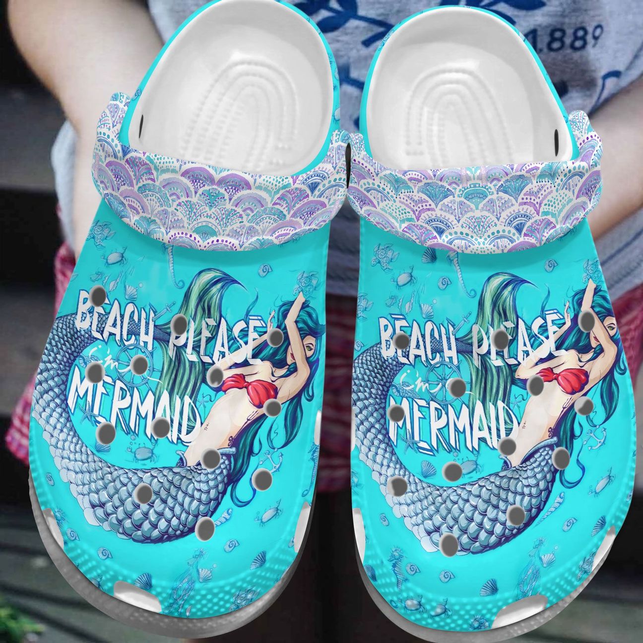 Mermaid Personalized Clog, Custom Name, Text, Color, Number Fashion Style For Women, Men, Kid, Print 3D Beach Please