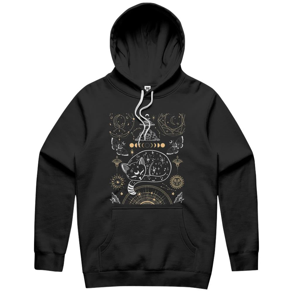 Cat Luna Moth Moon Phases Dark Academia Aesthetic Occult Hoodie