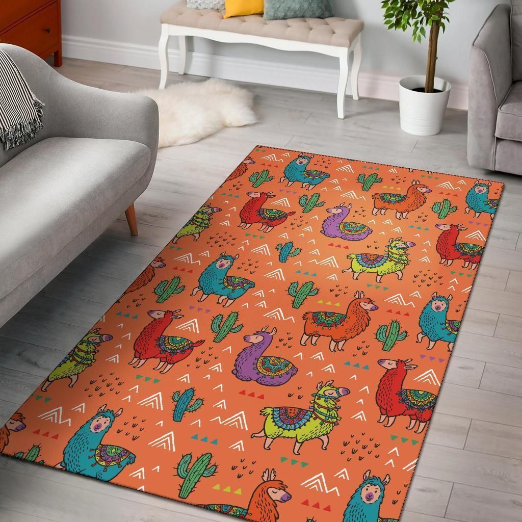 Alpaca Cactus Pattern Print Area Limited Edition  Sku 263922 Rug