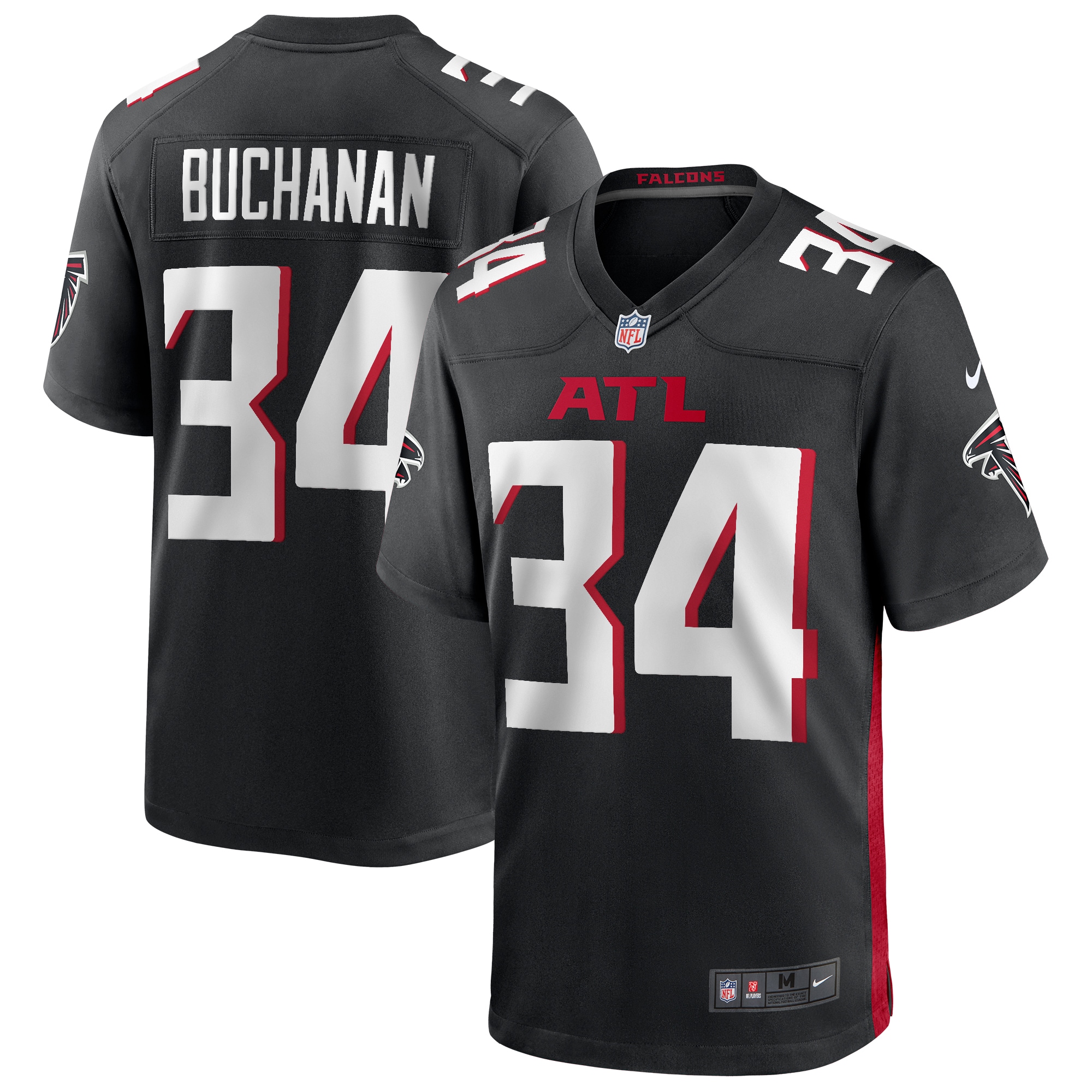 Ray Buchanan Atlanta Falcons Game Retired Player Jersey – Black