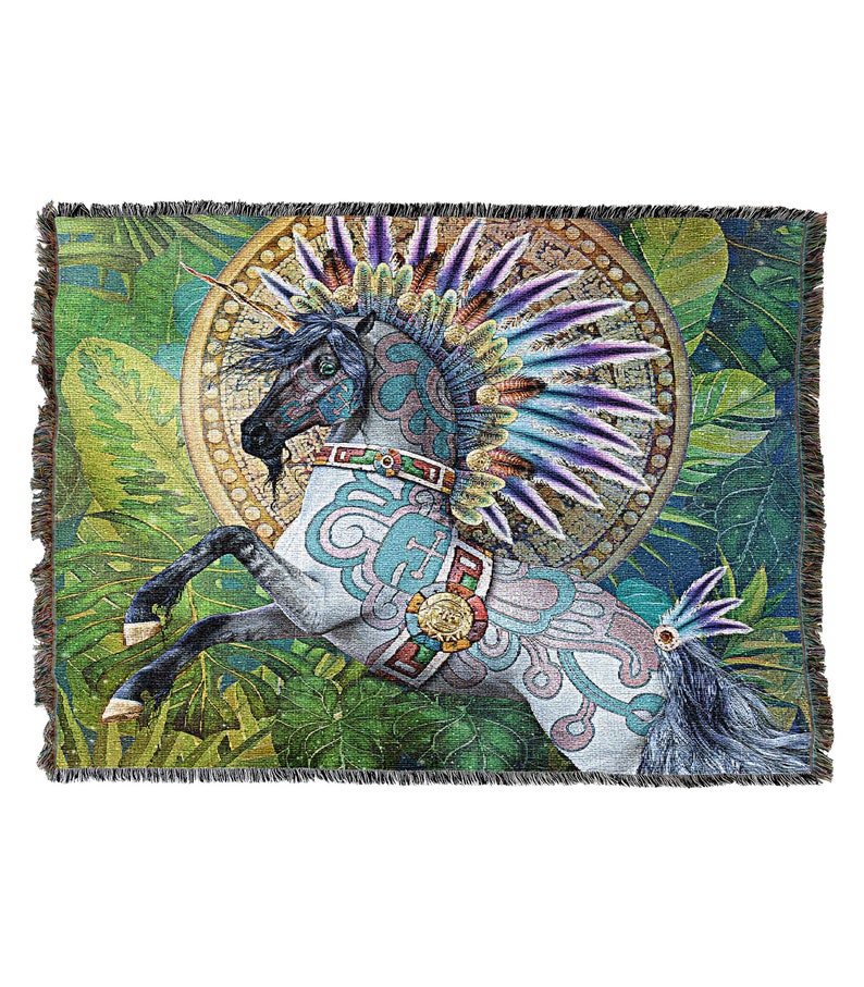 Taavii Native American Horse Mystery Vintage Retro Style Couch Sofa Blanket,  Woven Throw Blanket Home Decor