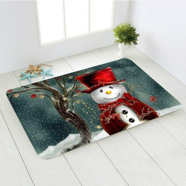 Christmas Funny Doormat, Snowman Xmas Tree 3D Mat, Housewarming Gift