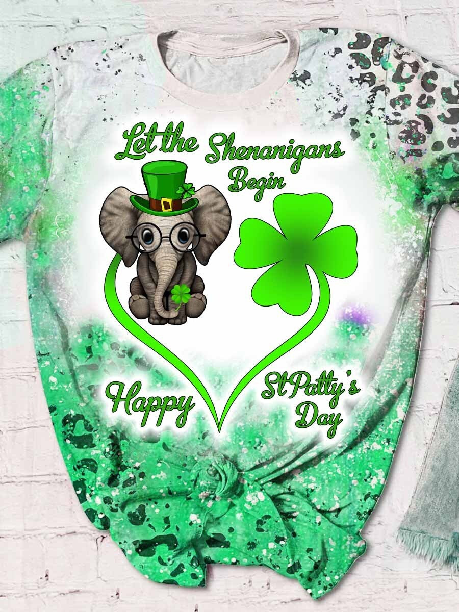 Baby Elephant 3D Hoodie – Let The Shenanigans Begin Happy Patrick’S Day T-Shirt Long Sleeve Gifts For Boys Girls – T355