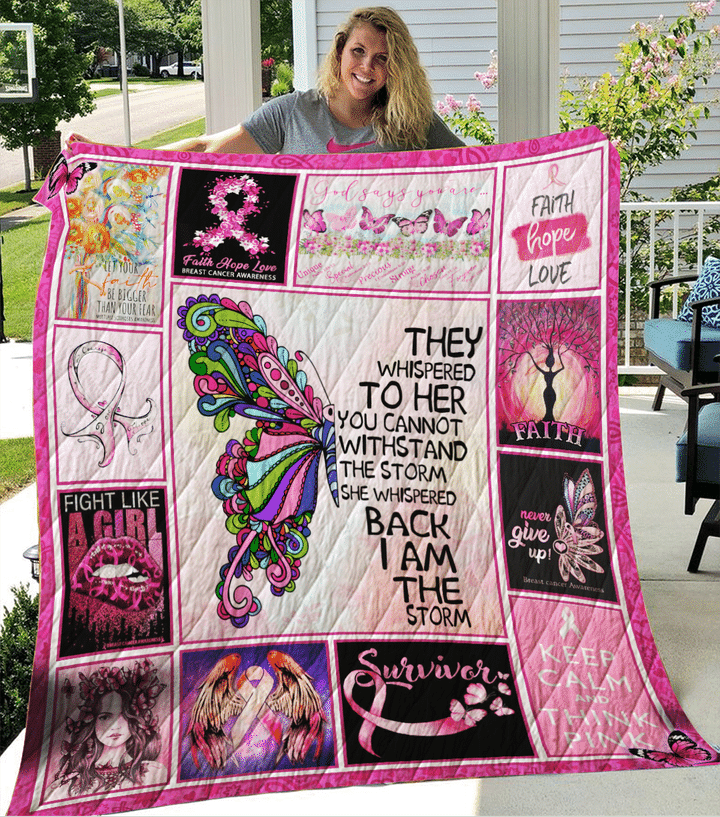 Breast Cancer Awareness I Am The Storm Blanket Gift For Her Women Female Friend Birthday Gift Home Decor Bedding Couch Sofa Soft And Comfy Cozy