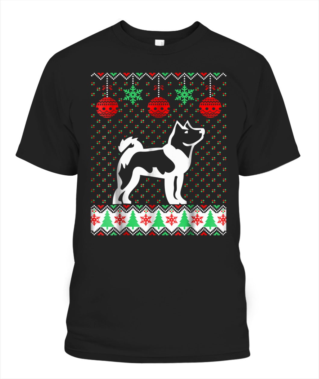 Akita Dog Ugly Christmas Unisex T Shirt | Full Size | Adult | Black |G1080