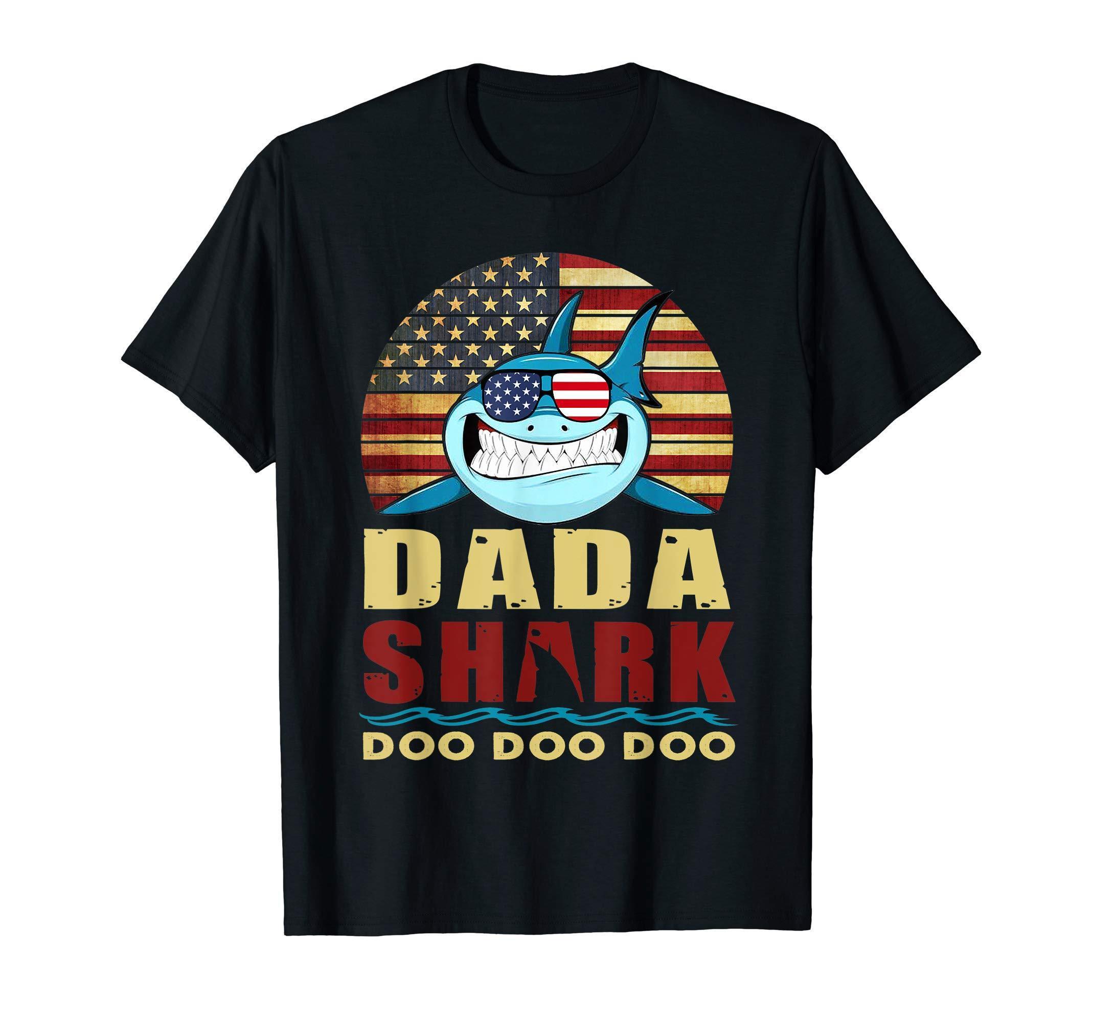 Dada Shark Shirt American Flag Fathers Day 4Th Of July Shirt