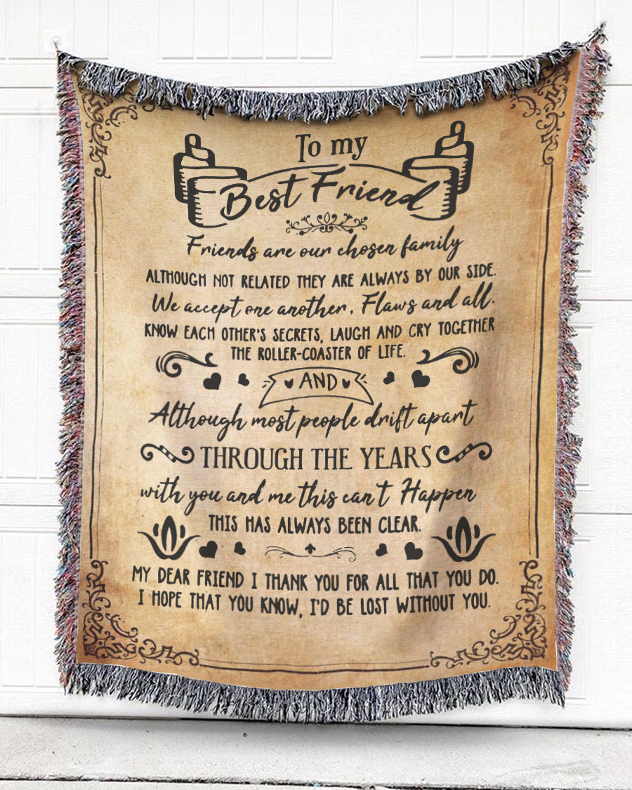 Woven Throw For Friend Birthday Gift, Friends – Chosen Family, Cotton Blanket