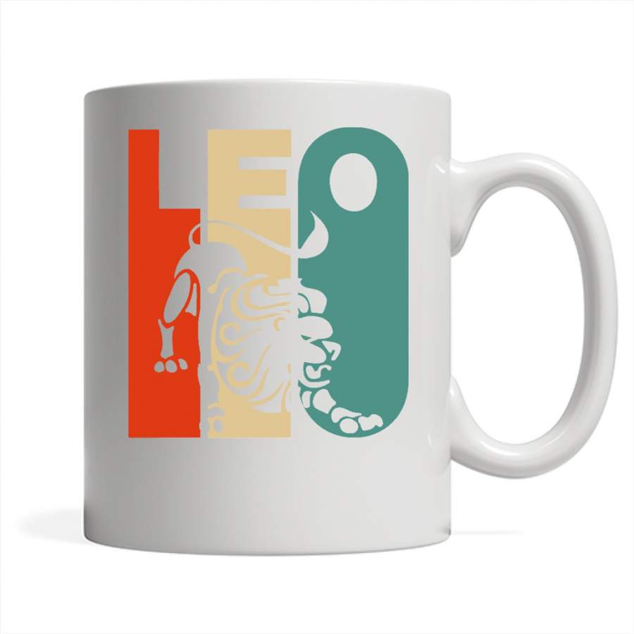 Vintage Style Leo Zodiac – Full-Wrap Coffee White Mug